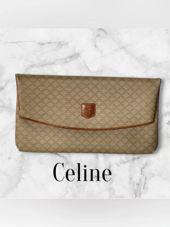 Vintage Celine Macadam Canvas Clutch | Classic Monogram Envelope Bag with COA - Picture 12 of 13